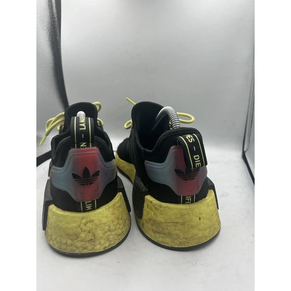 Adidas NMD R1 Running Shoes Size 7Y‎ W 8.5 Black Pulse Yellow GW6018